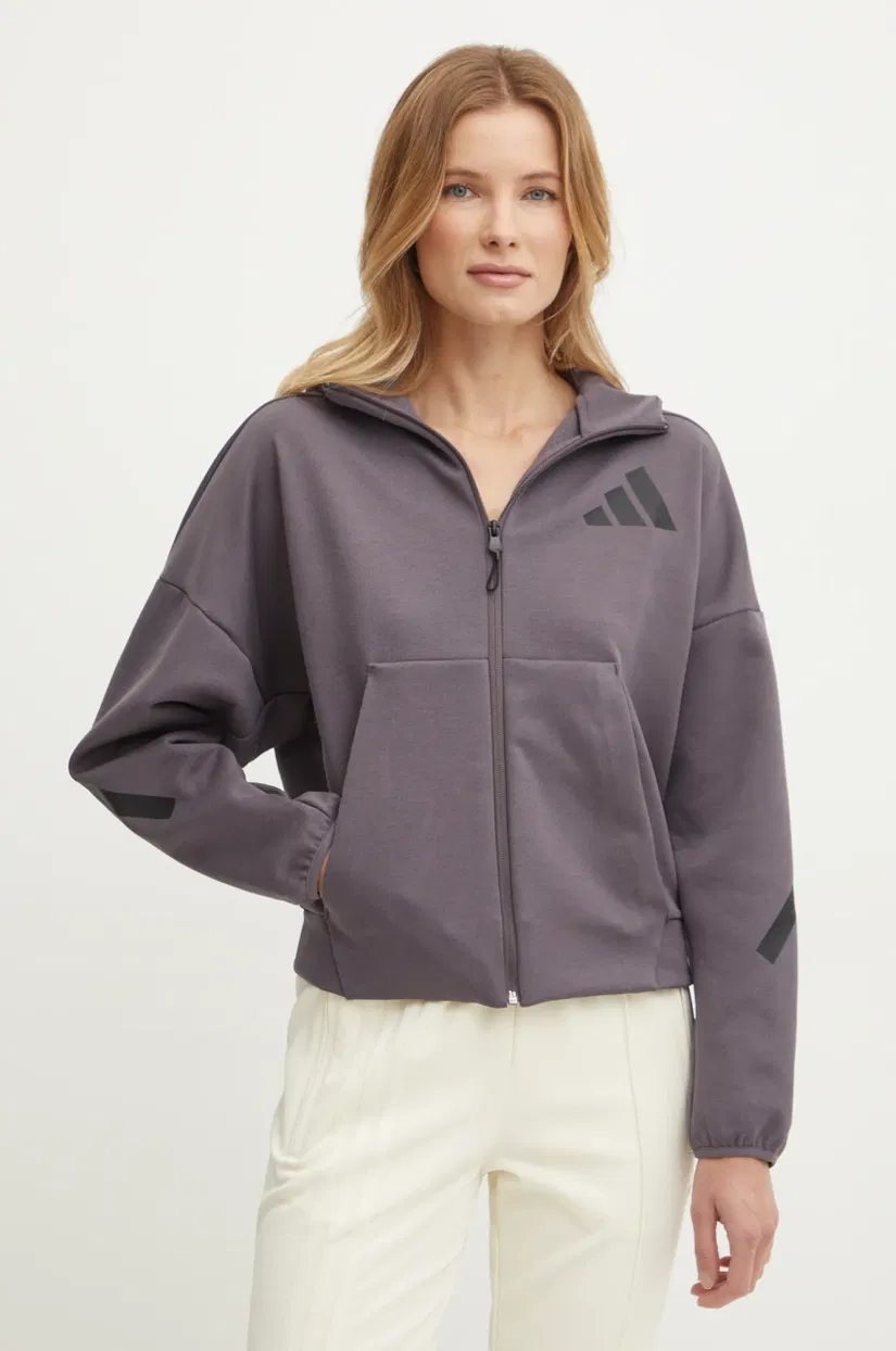 adidas bluza Z.N.E. femei, culoarea violet, cu imprimeu, JD5985