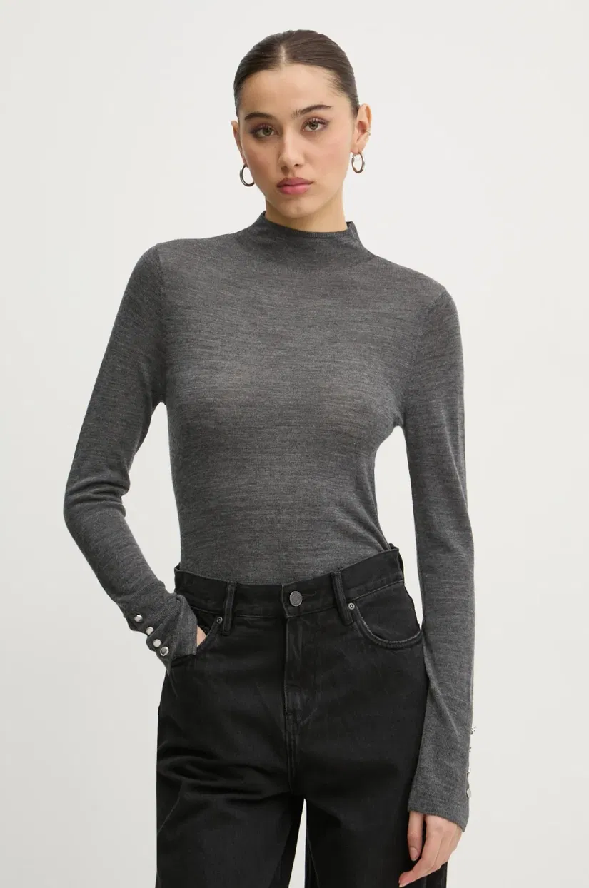 Abercrombie & Fitch pulover de lână femei, culoarea gri, light, cu turtleneck, KI150-4349