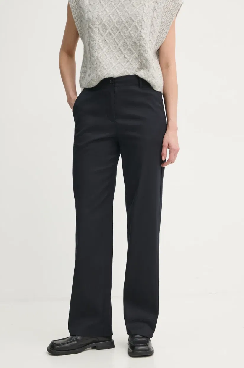 Marc O'Polo pantaloni femei, culoarea bleumarin, lat, high waist, M00001910243