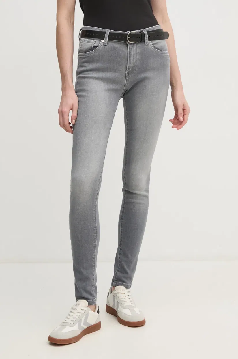 Pepe Jeans jeans SKINNY JEANS MW REGENT femei, culoarea gri, PL204728UI8