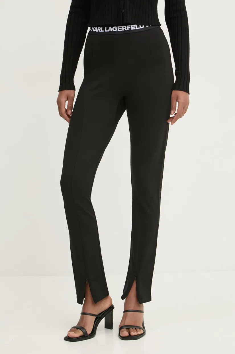 Karl Lagerfeld Jeans colanți femei, culoarea negru, uni, A1W10060