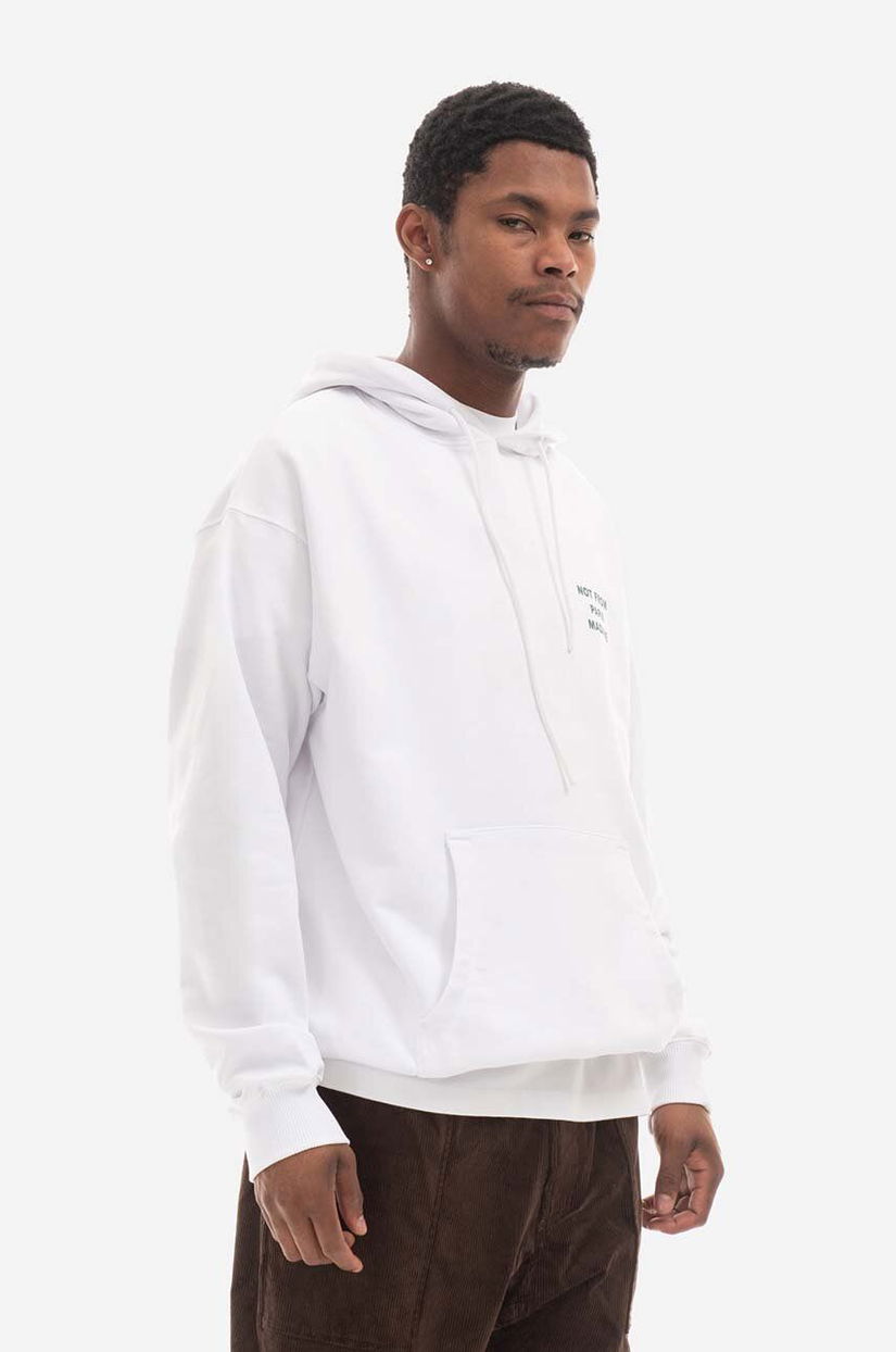 Drôle de Monsieur hanorac de bumbac Hoodie Santa bărbați, culoarea alb, cu glugă, cu imprimeu HO121.WHITE-WHITE