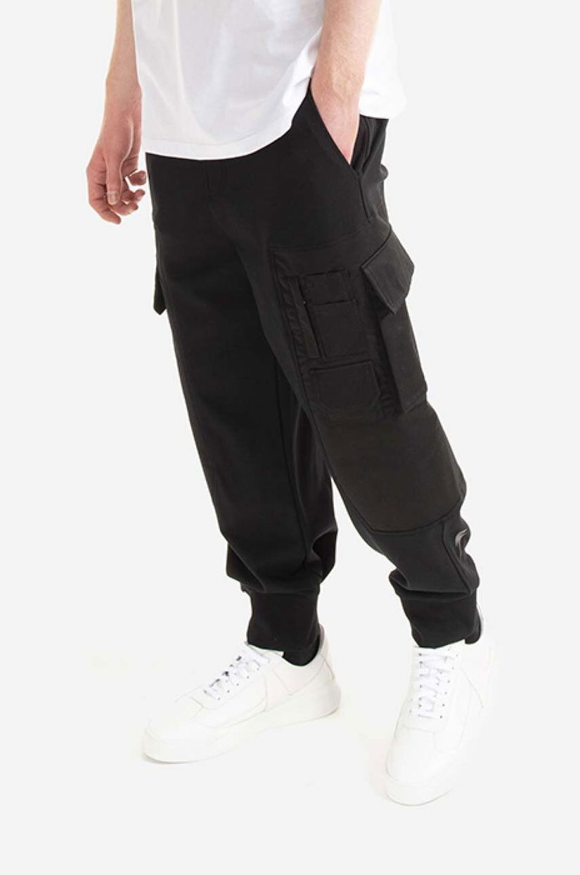 Neil Barett pantaloni Hybrid Workwear Loose Sweatpants bărbați, culoarea negru, cu fit cargo BJP019CH.S018S.01-black