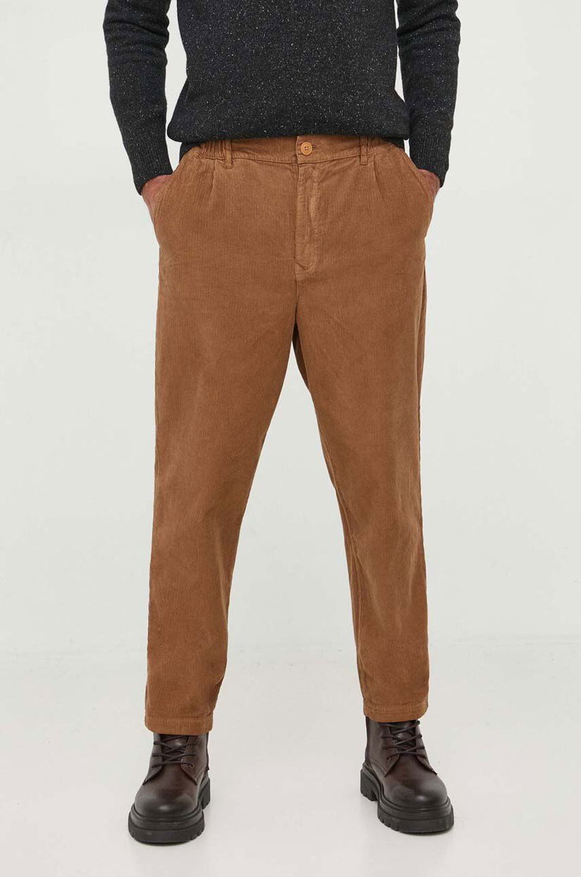 Barbour pantaloni de catifea corduroy Highgate Cord Trouser culoarea maro, drept MTR0675