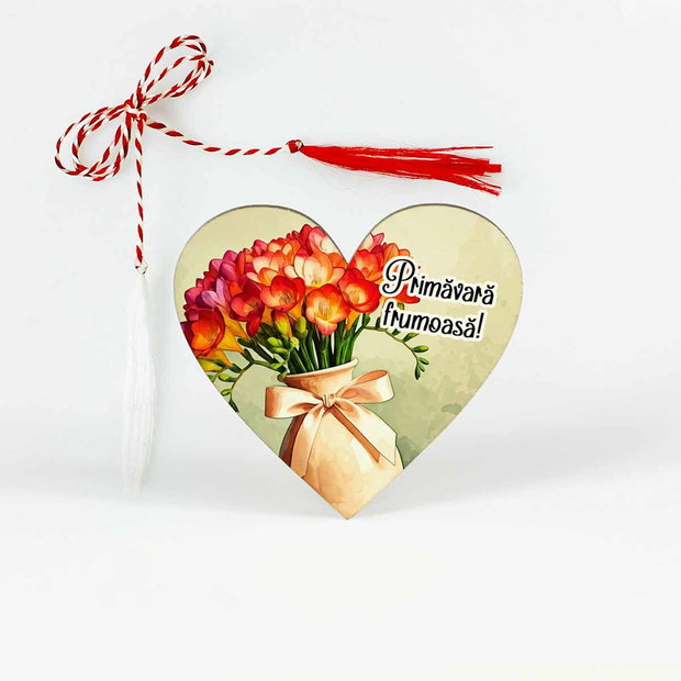 Martisor personalizat cu flori de frezie