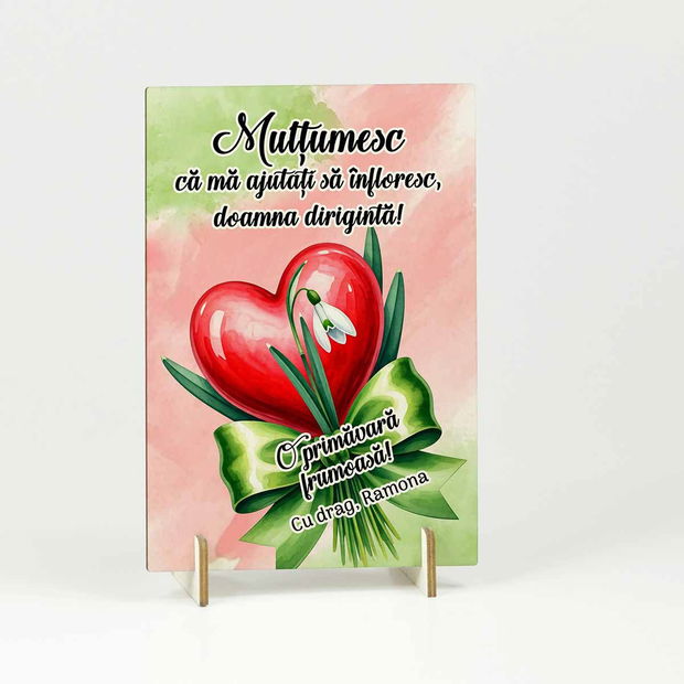 Felicitare lemn cadou pentru doamna diriginta, 8 martie