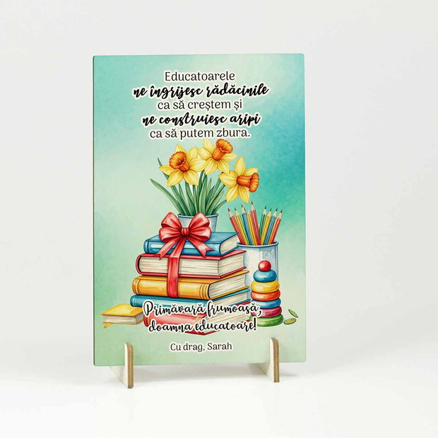 Felicitare lemn cadou personalizat educatoare, invatatoare