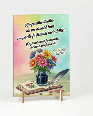 Felicitare din lemn cadou profesoară, dirigintă, invatatoare