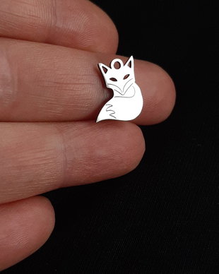 Pandant charm vulpita, otel inoxidabil 14x12x1mm    IN.6005