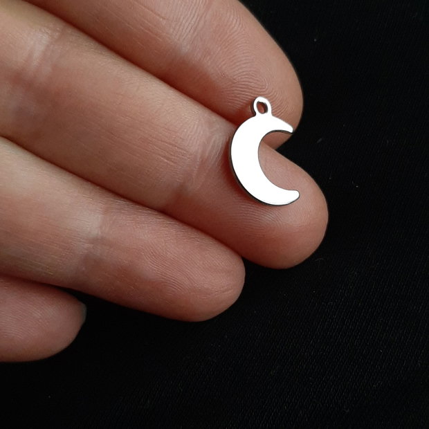 Charm pandantiv otel inoxidabil, luna 16x11mm IN.0187