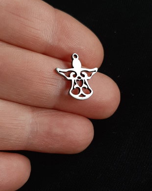 Pandant charm ingeras, otel inoxidabil 16x15x1mm   IN.0085