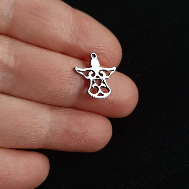 Pandant charm ingeras, otel inoxidabil 16x15x1mm IN.0085