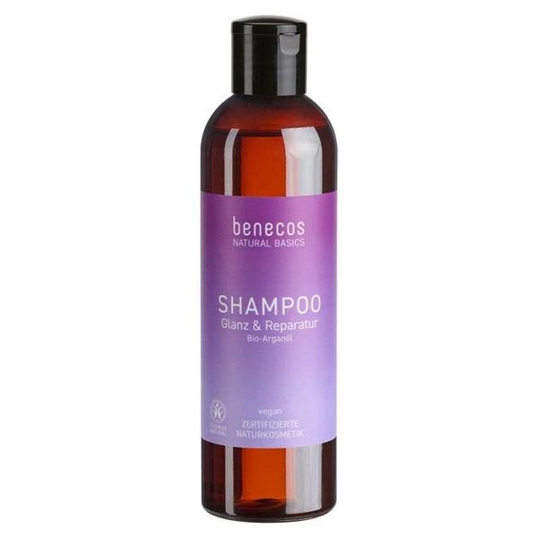 Sampon Vegan Reparare si Stralucire cu Ulei de Argan Bio - Benecos Natural Basics Shampoo Glanz &amp; Reparatur Bio-Arganol, 250 ml