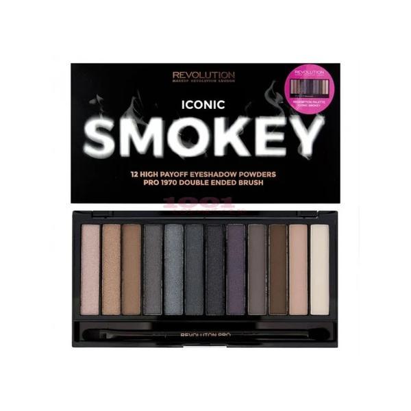 Paleta de farduri Makeup Revolution London Iconic Smokey, 14 g