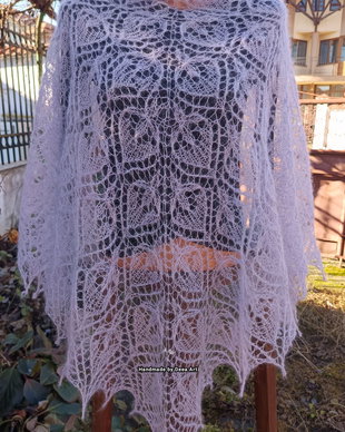 Sal tricotat lavanda, mohair cu matase