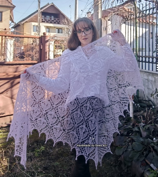 Sal tricotat lavanda, mohair cu matase