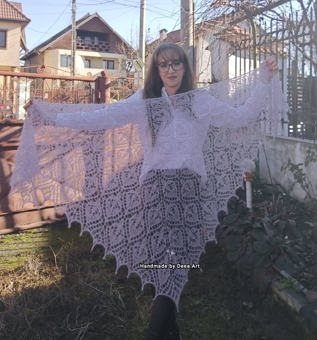 Sal tricotat lavanda, mohair cu matase