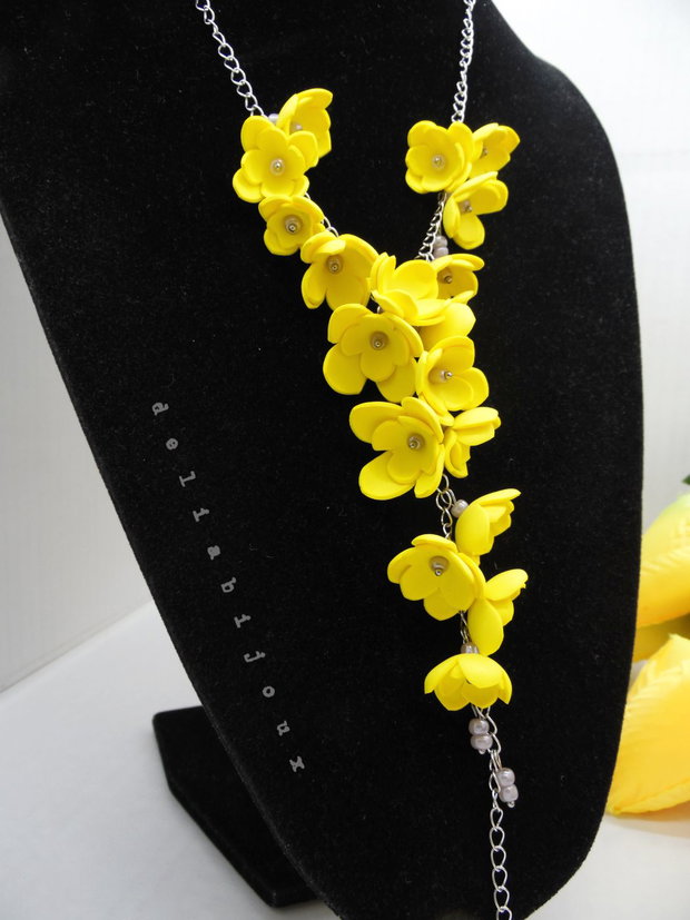 Colier handmade statement unicat -floral - foamiran (cod1172)