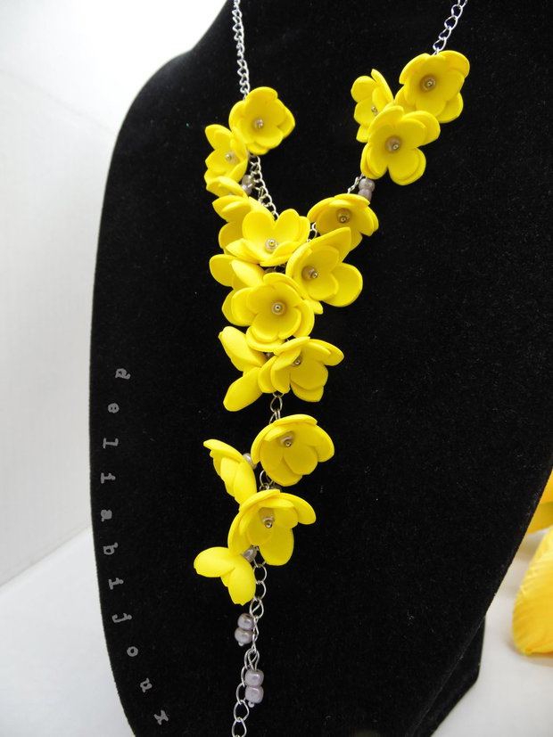 Colier handmade statement unicat -floral - foamiran (cod1172)