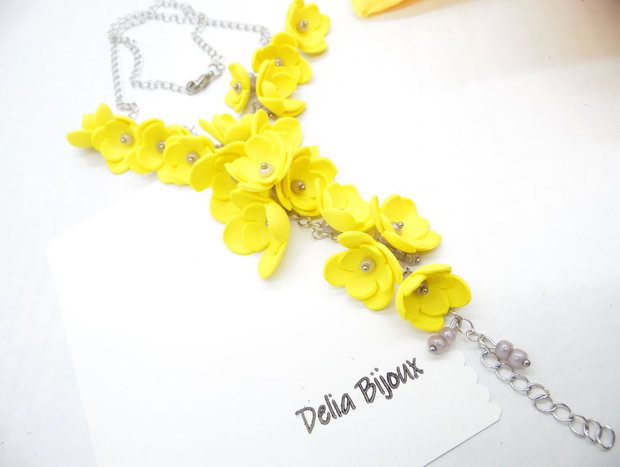 Colier handmade statement unicat -floral - foamiran (cod1172)