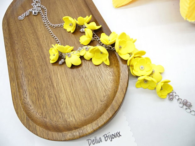 Colier handmade statement unicat -floral - foamiran (cod1172)