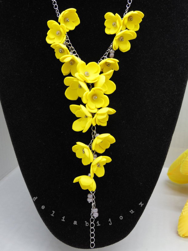 Colier handmade statement unicat -floral - foamiran (cod1172)