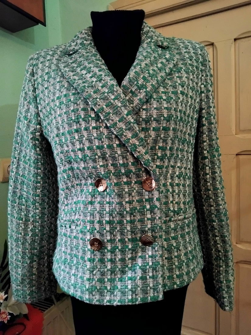 Sacou tweed verde alb