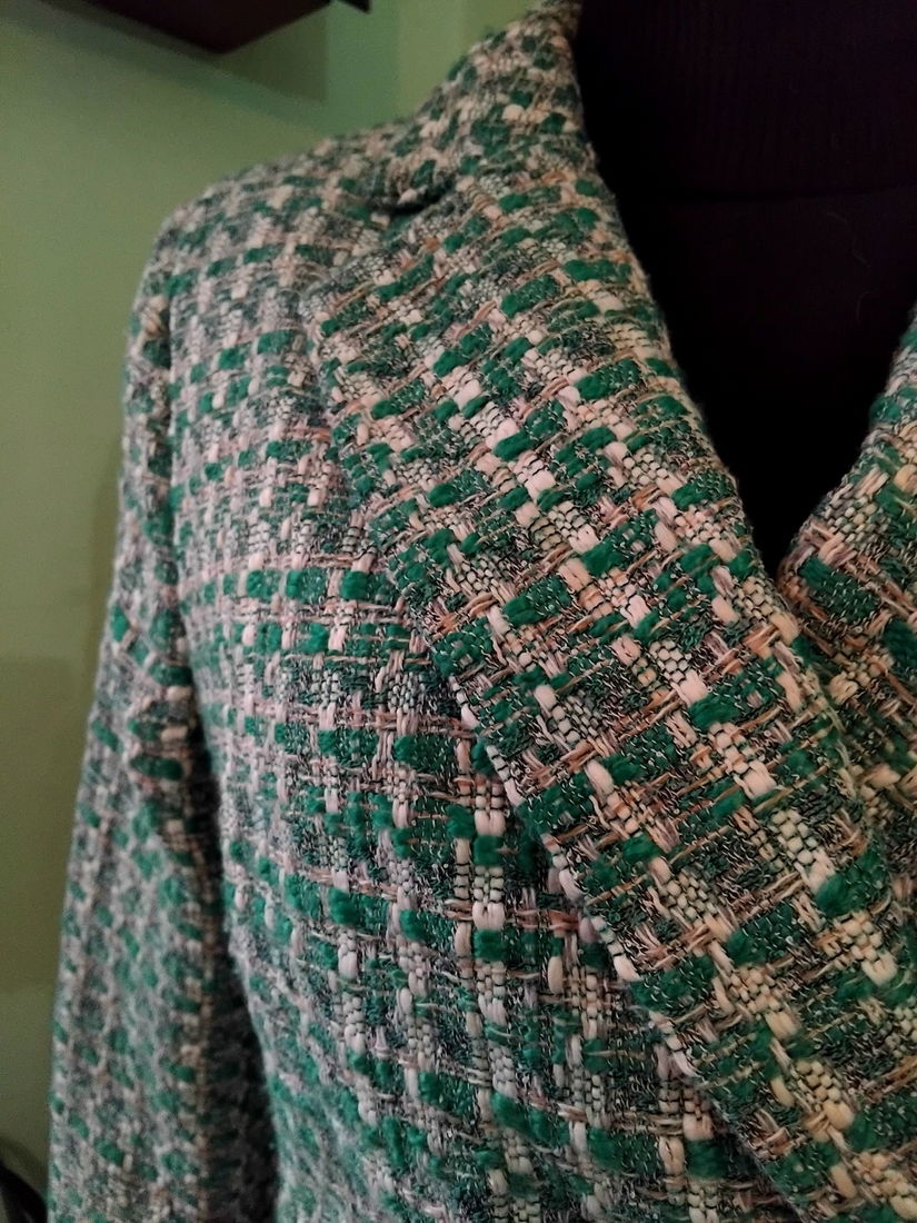 Sacou tweed verde alb