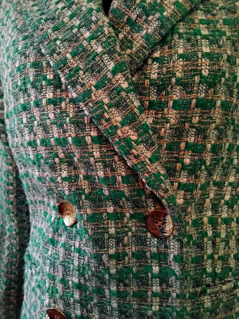 Sacou tweed verde alb