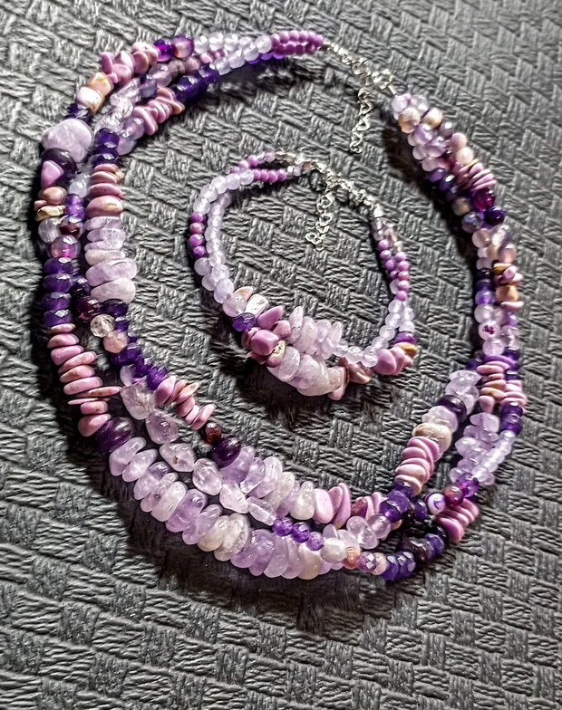 Set argint pietre semipretioase mix colier X3 bratara X2 boho chic trendy cadou - Transport gratuit