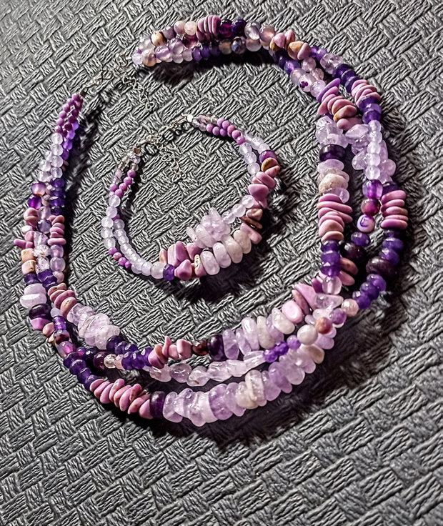 Set argint pietre semipretioase mix colier X3 bratara X2 boho chic trendy cadou - Transport gratuit