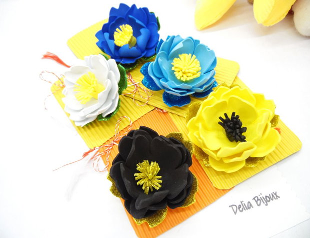 Brosa statement handmade unicat - Martisor - floare (cod1173)