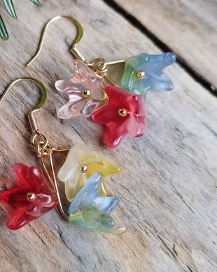 Cercei "Clopotei colorati", cristale sticla Cehia LA COMANDA