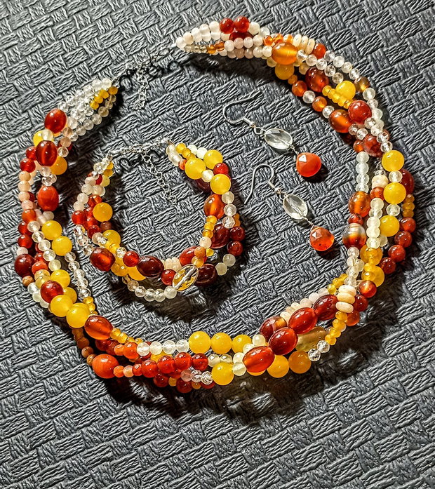 Set argint pietre semipretioase mix colier X4  bratara X3 cercei atarnatori boho chic trendy cadou - Transport gratuit