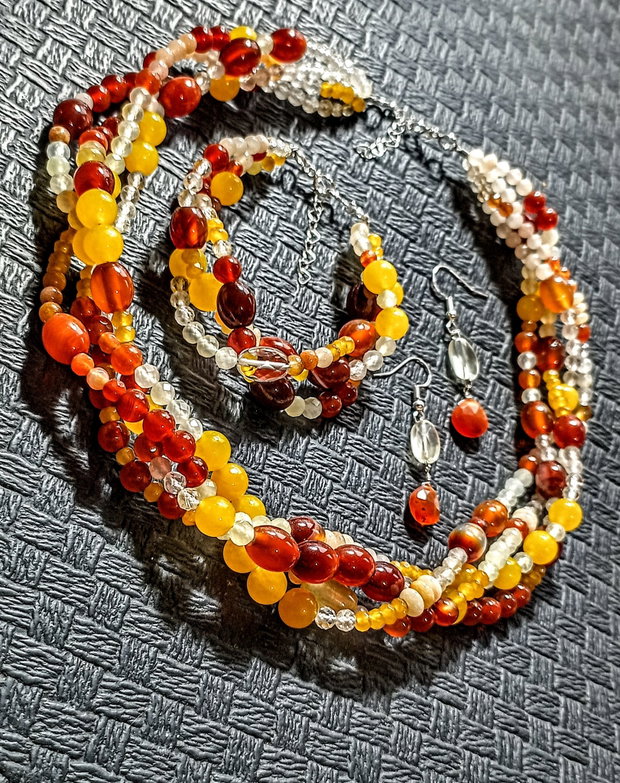 Set argint pietre semipretioase mix colier X4  bratara X3 cercei atarnatori boho chic trendy cadou - Transport gratuit