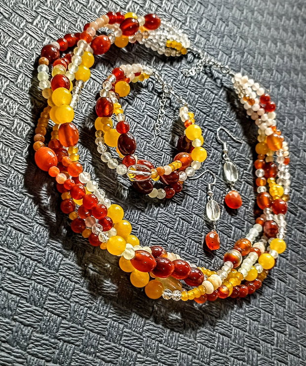Set argint pietre semipretioase mix colier X4  bratara X3 cercei atarnatori boho chic trendy cadou - Transport gratuit