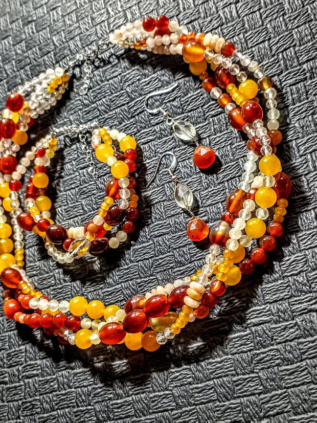 Set argint pietre semipretioase mix colier X4  bratara X3 cercei atarnatori boho chic trendy cadou - Transport gratuit