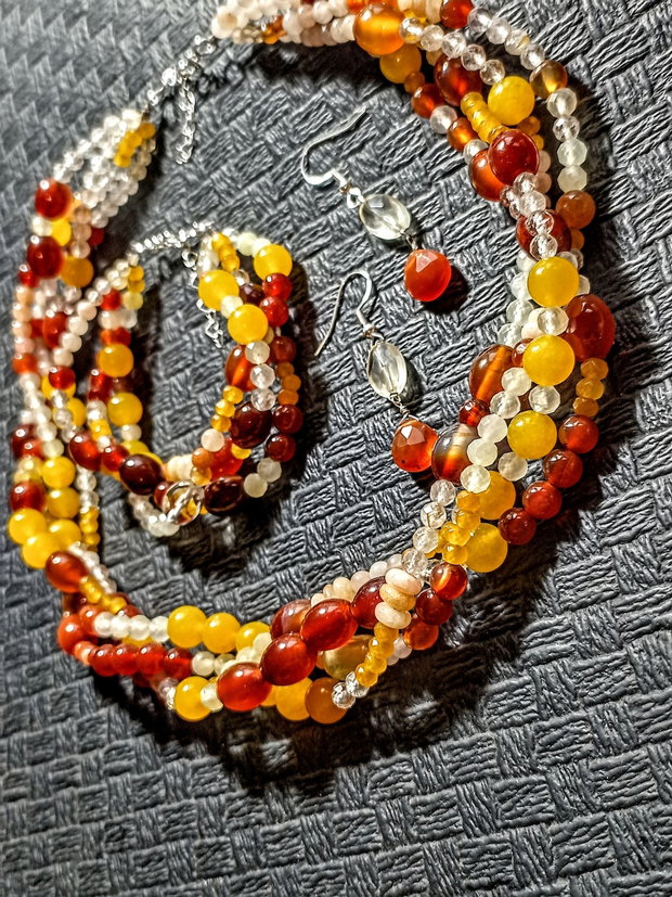 Set argint pietre semipretioase mix colier X4  bratara X3 cercei atarnatori boho chic trendy cadou - Transport gratuit