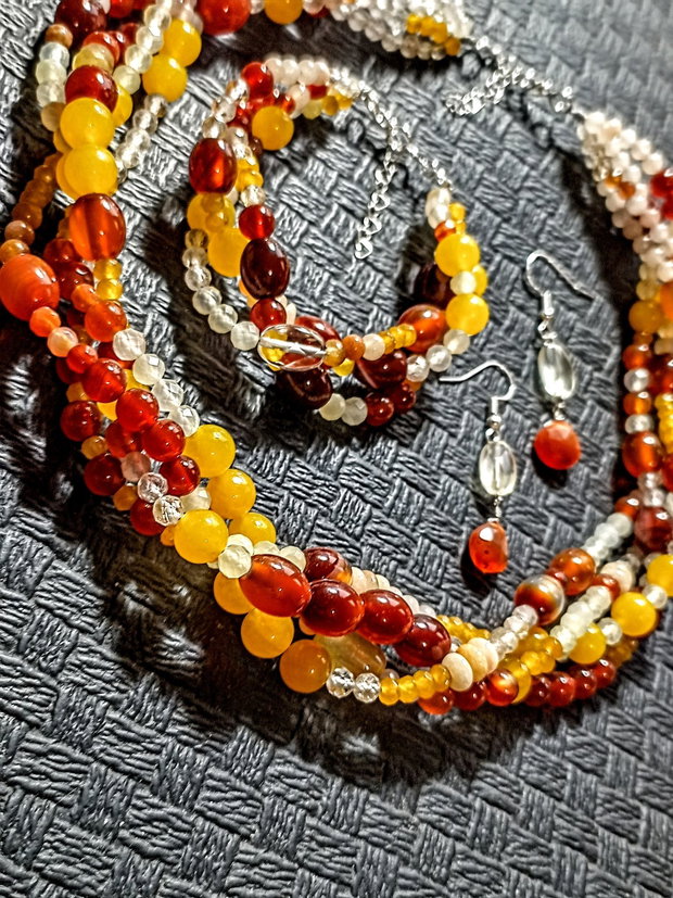 Set argint pietre semipretioase mix colier X4  bratara X3 cercei atarnatori boho chic trendy cadou - Transport gratuit