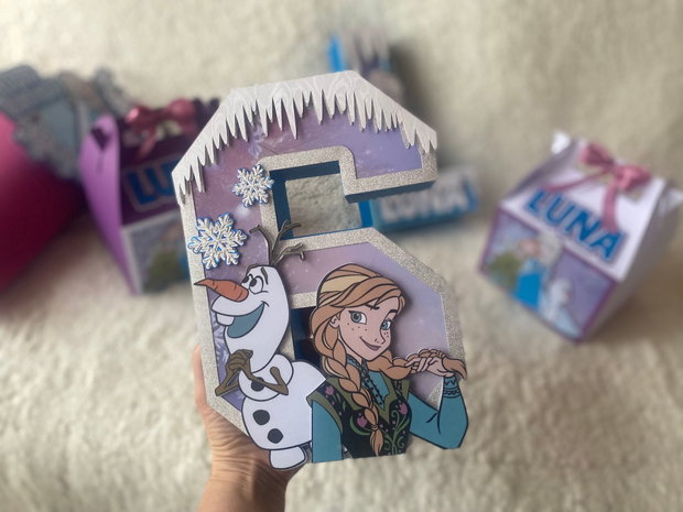 Număr Decorativ Personalizat cu Tematica Frozen și Anul Nașterii Decor Handmade Personalizat pentru Petrecere sau Eveniment Frozen