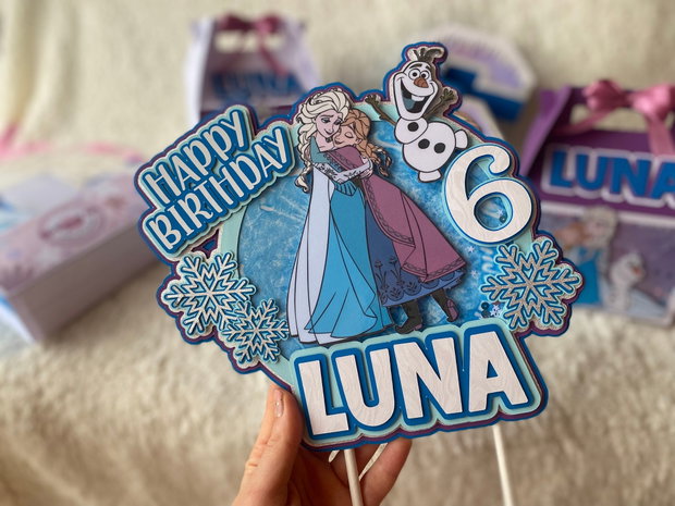 Topper de tort personalizat cu personajul Frozen Decor tematic pentru aniversare