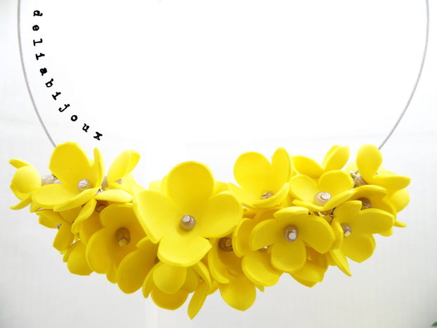 Colier handmade statement unicat -floral - foamiran (cod1174)