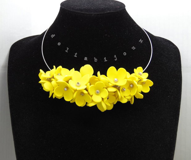Colier handmade statement unicat -floral - foamiran (cod1174)
