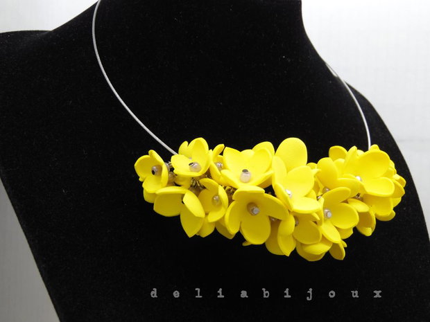 Colier handmade statement unicat -floral - foamiran (cod1174)