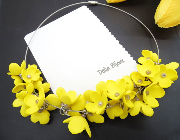 Colier handmade statement unicat -floral - foamiran (cod1174)