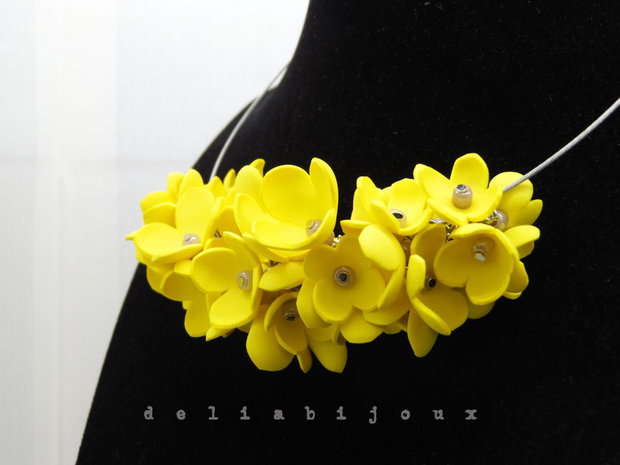 Colier handmade statement unicat -floral - foamiran (cod1174)