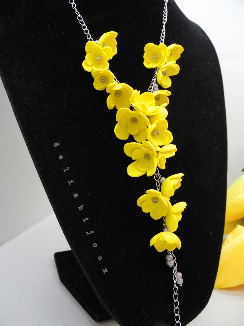 Colier handmade statement unicat -floral - foamiran (cod1172)