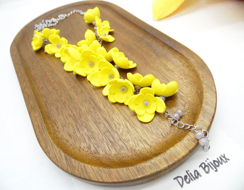Colier handmade statement unicat -floral - foamiran (cod1172)