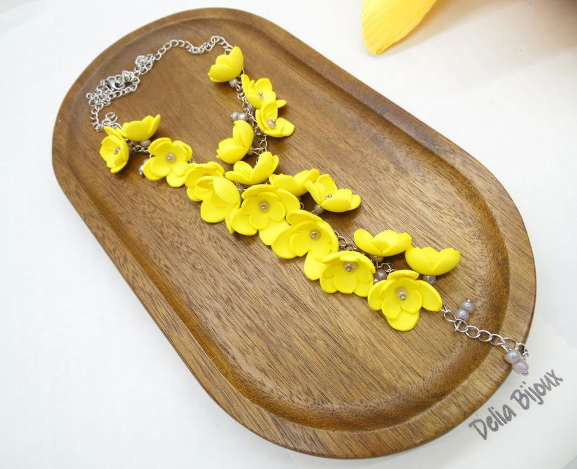 Colier handmade statement unicat -floral - foamiran (cod1172)