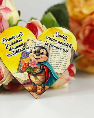 Martisor personalizat pentru educatoare, invatatoare clasa super buburuzelor